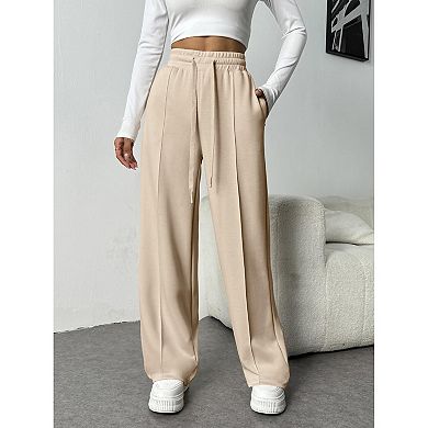 Pinspark Women's High Waisted Drawstring Wide Leg Track Pants Loose Casual Sweatpants with Pocket