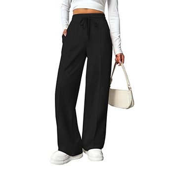 Pinspark Women's High Waisted Drawstring Wide Leg Track Pants Loose Casual Sweatpants with Pocket