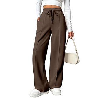 Pinspark Women's High Waisted Drawstring Wide Leg Track Pants Loose Casual Sweatpants with Pocket