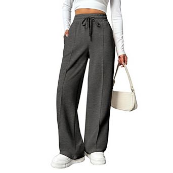 Pinspark Women's High Waisted Drawstring Wide Leg Track Pants Loose Casual Sweatpants with Pocket