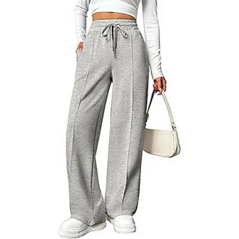 Pinspark Women's High Waisted Drawstring Wide Leg Track Pants Loose Casual Sweatpants with Pocket