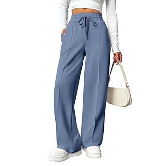 Pinspark Women's High Waisted Drawstring Wide Leg Track Pants Loose Casual Sweatpants with Pocket