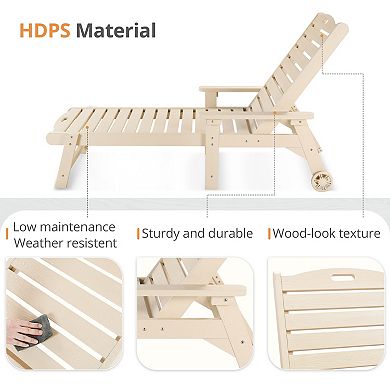 Hearthshire Outdoor Resin Chaise Lounge with Wheels & Adjustable Backrest