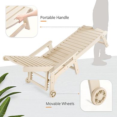 Hearthshire Outdoor Resin Chaise Lounge with Wheels & Adjustable Backrest