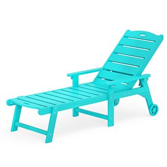 Hearthshire Outdoor Resin Chaise Lounge with Wheels & Adjustable Backrest