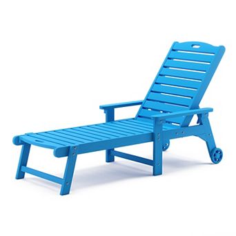 Hearthshire Outdoor Resin Chaise Lounge with Wheels & Adjustable Backrest