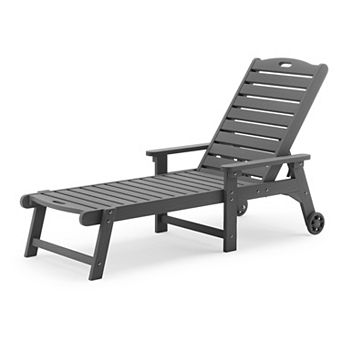 Hearthshire Outdoor Resin Chaise Lounge with Wheels & Adjustable Backrest