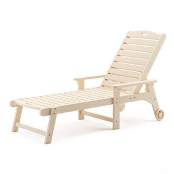 Hearthshire Outdoor Resin Chaise Lounge with Wheels & Adjustable Backrest