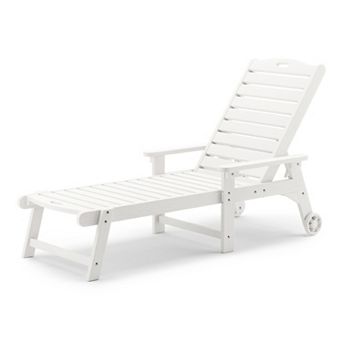 Hearthshire Outdoor Resin Chaise Lounge with Wheels & Adjustable Backrest