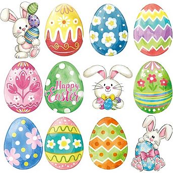 Spring Easter Bunny & Egg Cutouts 12-Pack, Wall & Door Decorations