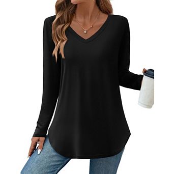 Zeagoo Women's Long Sleeve Floral Blouse, Casual Basic Tunic Tops to Wear with Leggings
