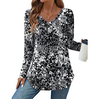 Zeagoo Women's Long Sleeve Floral Blouse, Casual Basic Tunic Tops to Wear with Leggings
