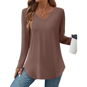 Zeagoo Women's Long Sleeve Floral Blouse, Casual Basic Tunic Tops to Wear with Leggings