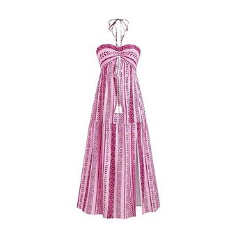 Women's Summer Halter Boho Midi Dresses Backless Floral Casual Elegant Trendy Vacation Beach Dress