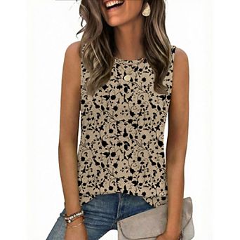 Zeagoo Tank Tops for Women Sleeveless Crew Neck Shirts Eyelet Casual Summer Top Dressy