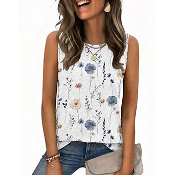 Zeagoo Tank Tops for Women Sleeveless Crew Neck Shirts Eyelet Casual Summer Top Dressy