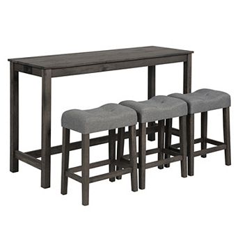 KWPZQEB Bar Table Set with Power Outlet, Sofa Bar Table Set with 3 Padded Chairs