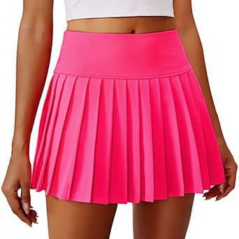 PINSPARK Women's Mini Pleated Tennis Skort Moisture Wicking Golf Skirt with Pocket