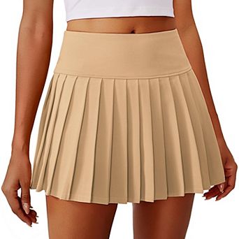 PINSPARK Women's Mini Pleated Tennis Skort Moisture Wicking Golf Skirt with Pocket