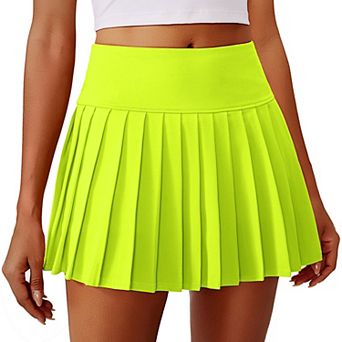 PINSPARK Women's Mini Pleated Tennis Skort Moisture Wicking Golf Skirt with Pocket