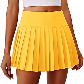 PINSPARK Women's Mini Pleated Tennis Skort Moisture Wicking Golf Skirt with Pocket