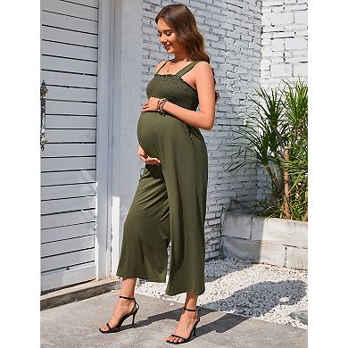Women's Maternity Sleeveless Jumpsuits Wide Leg Pants