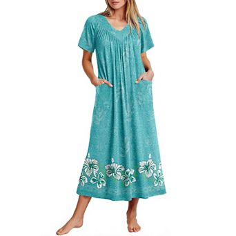 Ekouaer Long Nightgowns for Women Soft House Dress Flower Print Maxi Dress