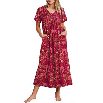 Ekouaer Long Nightgowns for Women Soft House Dress Flower Print Maxi Dress
