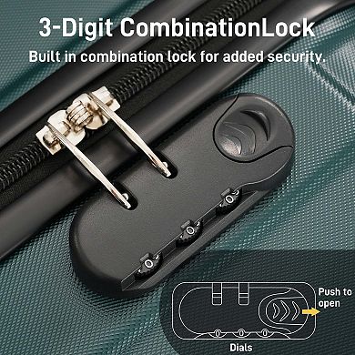 Hardshell Luggage Set 3 Piece Double Spinner Wheels Suitcases with Lock Lightweight 20 24 28 Inch