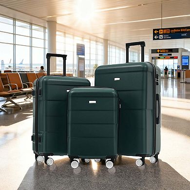 Hardshell Luggage Set 3 Piece Double Spinner Wheels Suitcases with Lock Lightweight 20 24 28 Inch