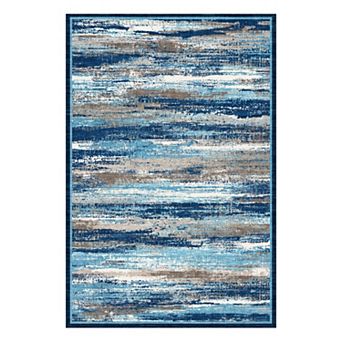 Modern Abstract Area Rug Low Pile Washable Indoor Carpet for Contemporary Living Room, Office