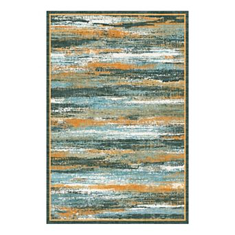 Modern Abstract Area Rug Low Pile Washable Indoor Carpet for Contemporary Living Room, Office
