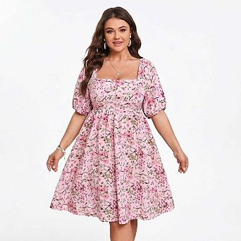 Seoria Short Sleeve Mini Dress Square Neck