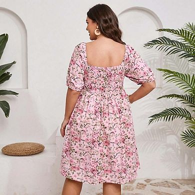 Seoria Short Sleeve Mini Dress Square Neck