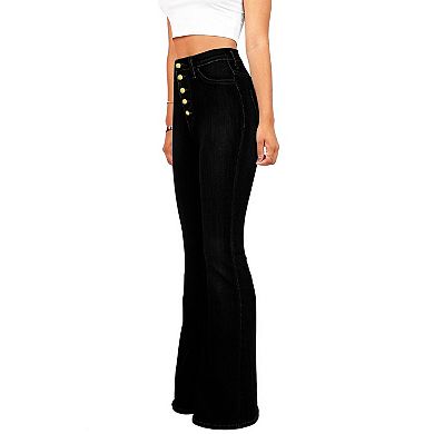 Women's High Waist Flared Jeans Bootcut Stretch Denim Pants