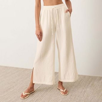 Organic Cotton Coastal Double Gauze Split Hem Pant