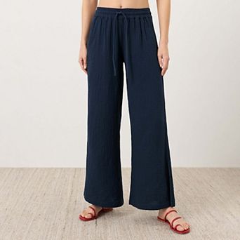 Organic Cotton Coastal Double Gauze Split Hem Pant