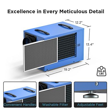 Airecoler 125 Pints Commercial Dehumidifier for Crawl Spaces Basements with Auto Defrost