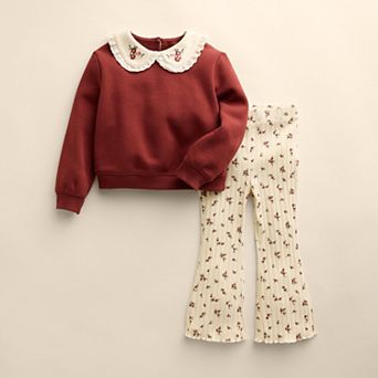 Girls 4-12 Little Co. by Lauren Conrad Collared Top & Flare Pants Set