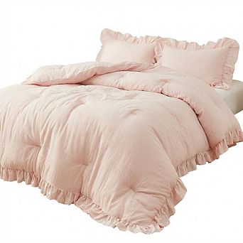Ruffled Comforter Set Brushed Microfiber Soft Fluffy Bedding for All Season Use