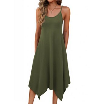 Zeagoo Women's Spaghetti Strap Floral Midi Beach Dress Sleeveless Boho Sundress with Pockets