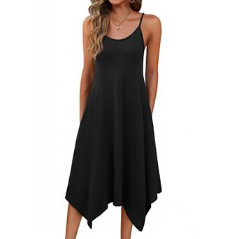 Zeagoo Women's Spaghetti Strap Floral Midi Beach Dress Sleeveless Boho Sundress with Pockets