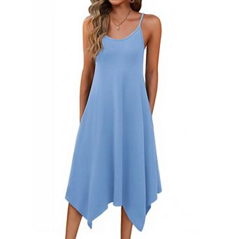 Zeagoo Women's Spaghetti Strap Floral Midi Beach Dress Sleeveless Boho Sundress with Pockets