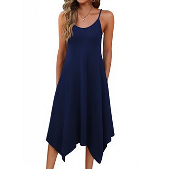 Zeagoo Women's Spaghetti Strap Floral Midi Beach Dress Sleeveless Boho Sundress with Pockets