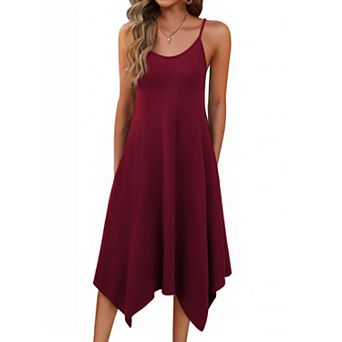 Zeagoo Women's Spaghetti Strap Floral Midi Beach Dress Sleeveless Boho Sundress with Pockets