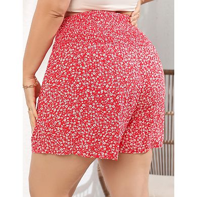 Women's Plus Size Casual Stretch High Waisted Shorts