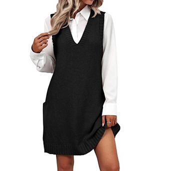 Zeagoo Oversized Sweater Vest V Neck Sleeveless Sweaters for Women Casual Soft Knit Solid Color Tops