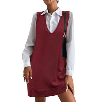 Zeagoo Oversized Sweater Vest V Neck Sleeveless Sweaters for Women Casual Soft Knit Solid Color Tops