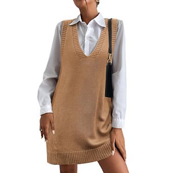 Zeagoo Oversized Sweater Vest V Neck Sleeveless Sweaters for Women Casual Soft Knit Solid Color Tops