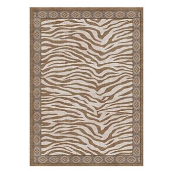 Leopard & Zebra Print Washable Rug Soft Non-Slip Floor Mat for Living Room, Office, Bedroom
